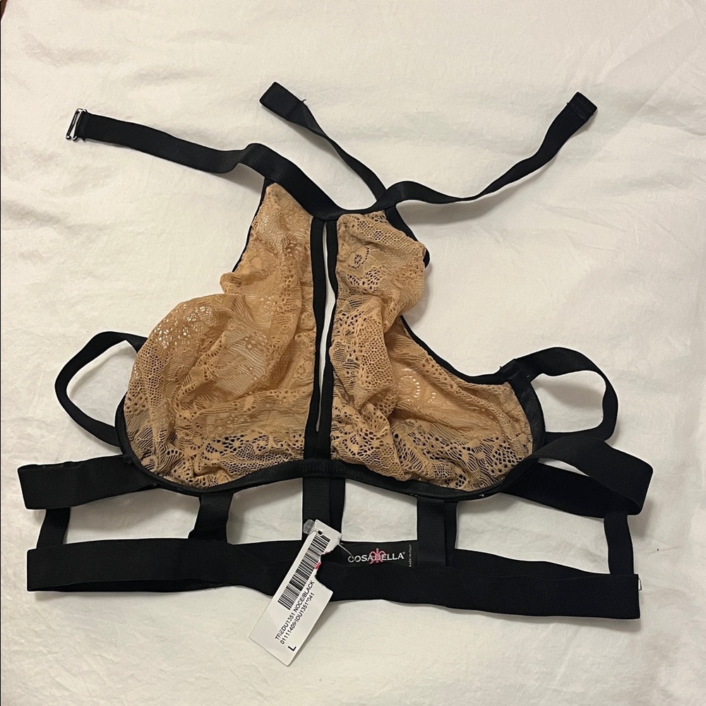 Cosabella Lace Bralette - Black and Tan